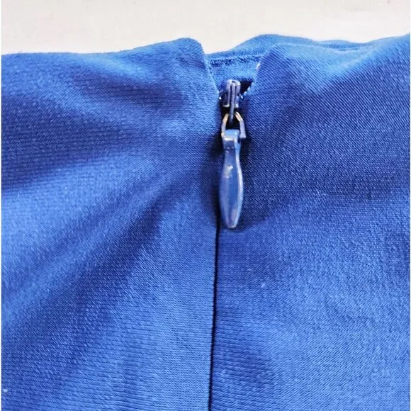 Lauren Ralph Lauren Square Neck Balloon Sleeve Ruched Dress in Sapphire Blue 6 - Picture 9 of 10